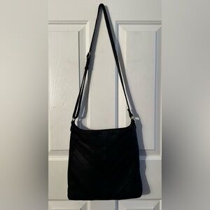 MARGOT Black Genuine Leather Chevron Hobo Bag Purse Adjustable Strap North/South